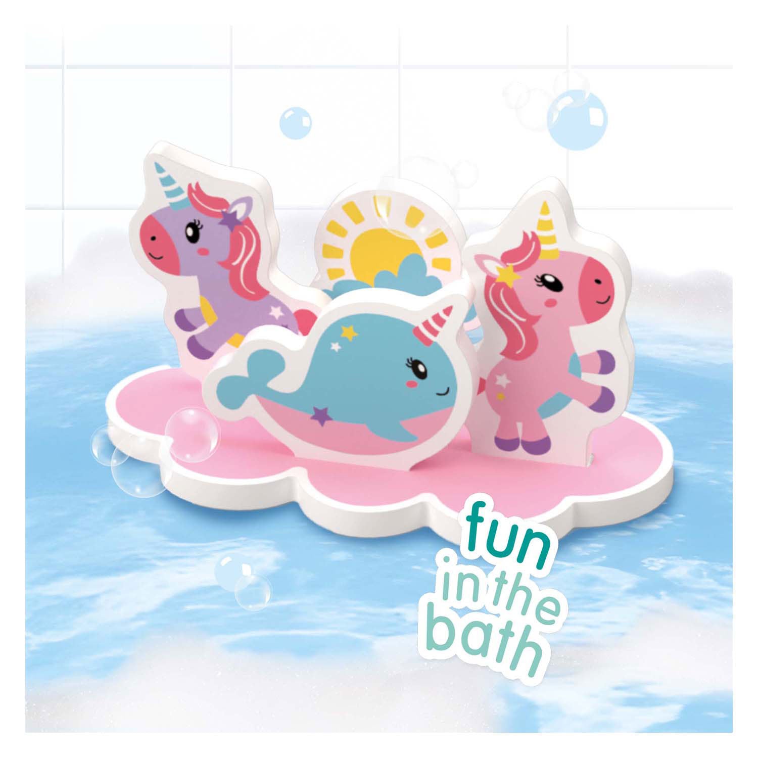 Ses bad eiland eenhoorn