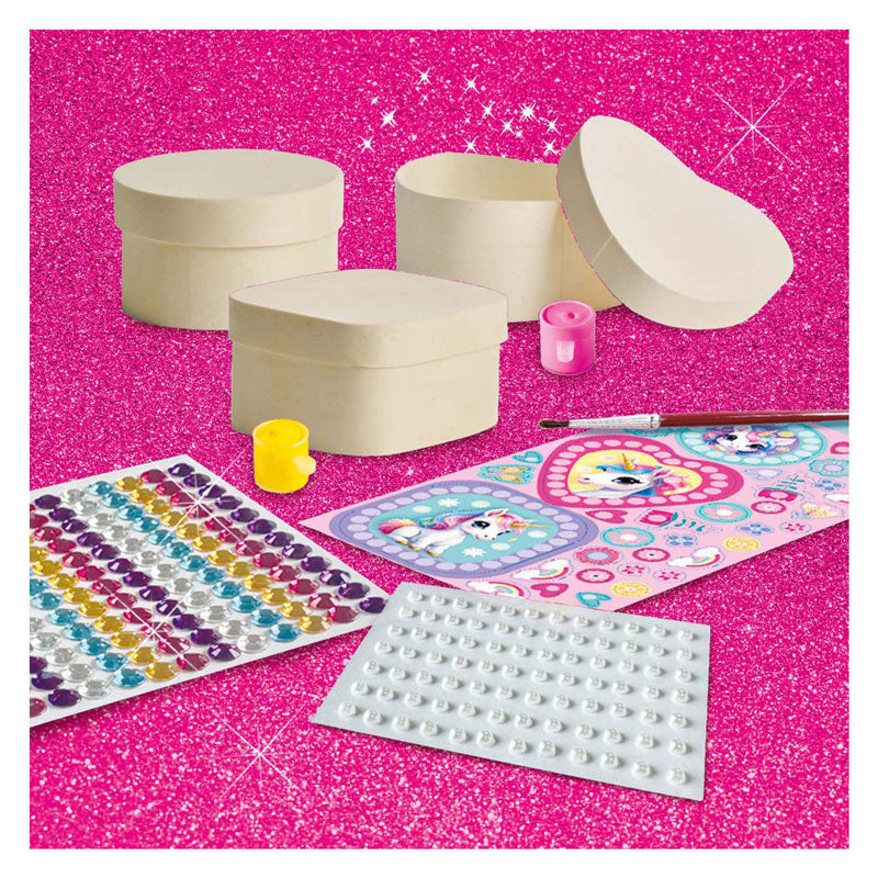 Ses diamant schilderij houten sieradendoosjes