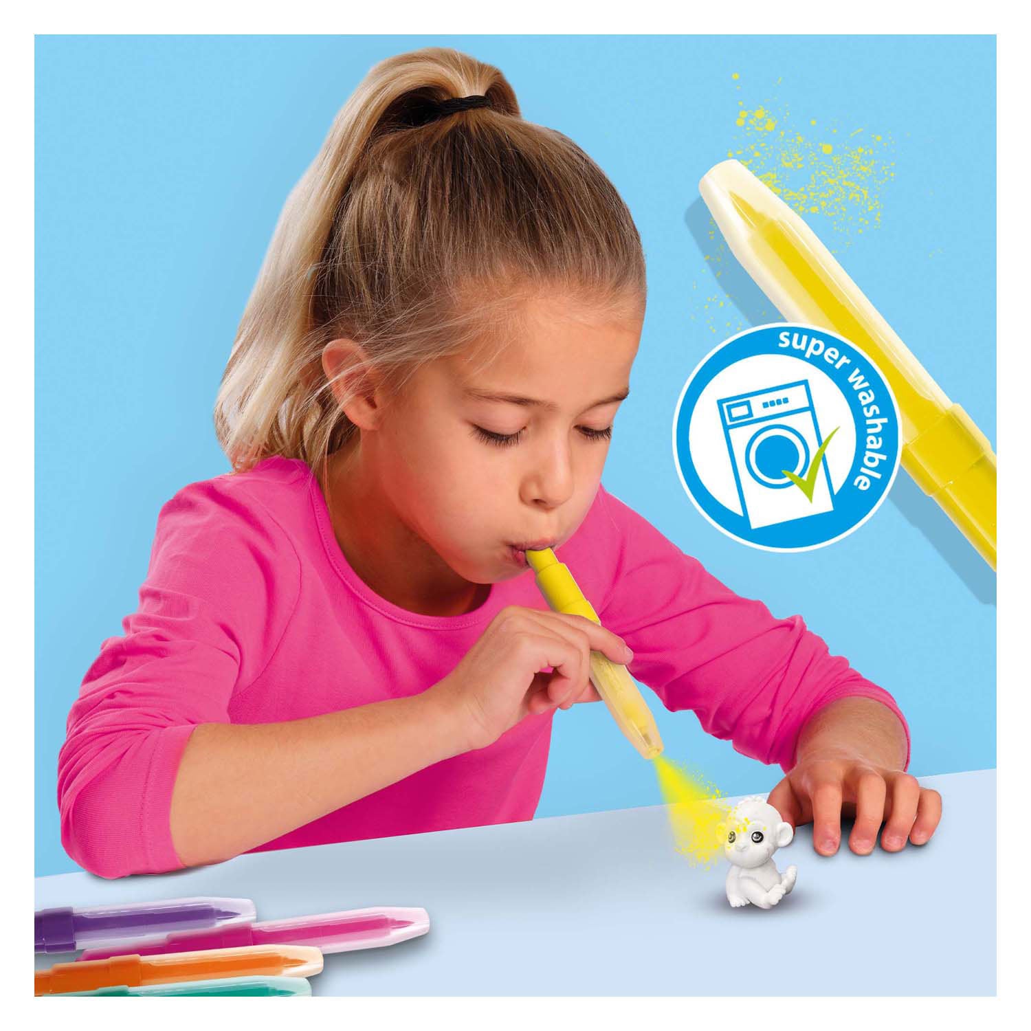 Ses blow airbrush pennen - safari dieren, 6st.