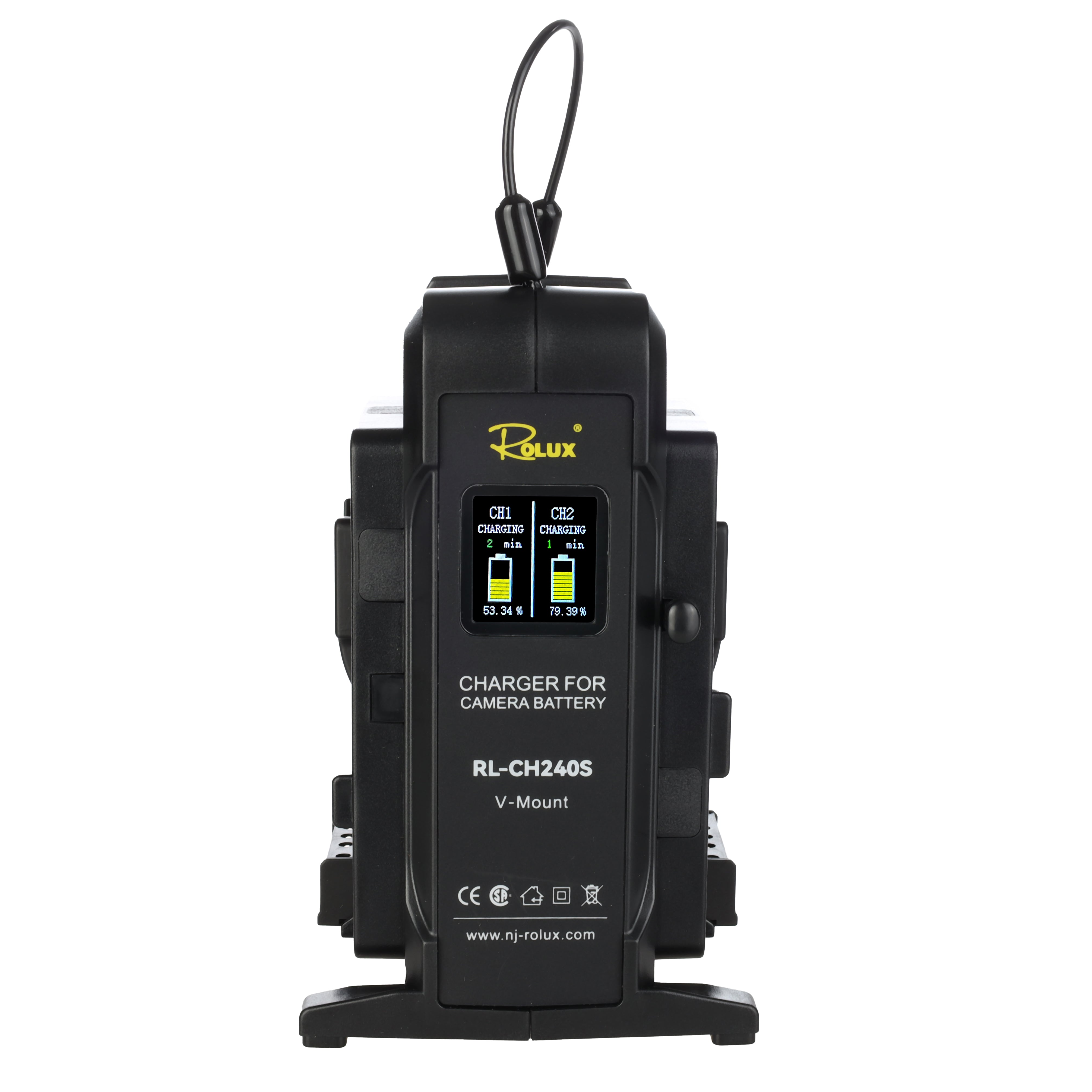 Rolux dubbele snellader rl-ch240s voor v-mount accu