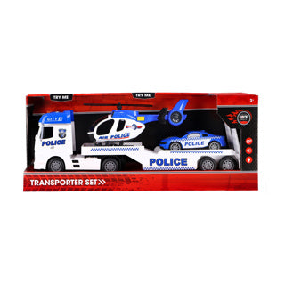 Rapid wheels autotransporter politie + auto en helikopter + licht en geluid