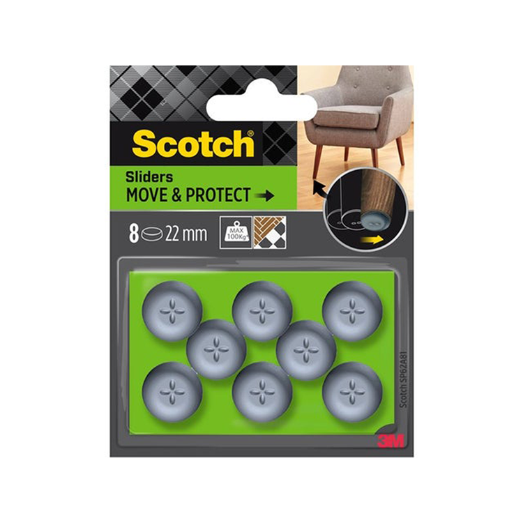 3m 1070692 - scotch® move protect sliderszelfklevend grijsø 22 mm | 7 stuks