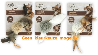 AFP Lamb Ball Lambswool with Feathers Bird Sound and Catnip Assorted