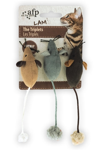 AFP Mouse The Triplets Lambswool with Catnip Assorted