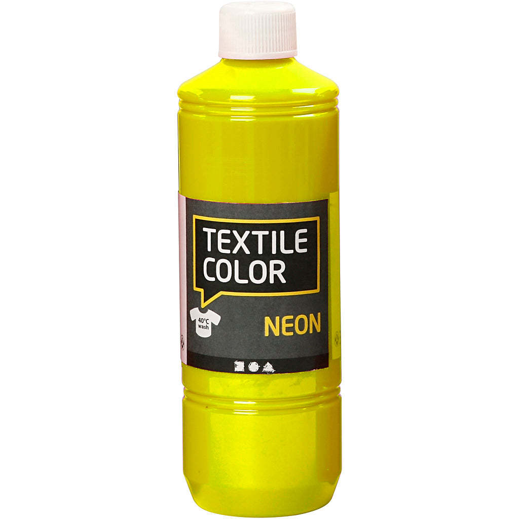 Creativ company textielkleur semi-dekkende textielverf - neon geel, 500ml