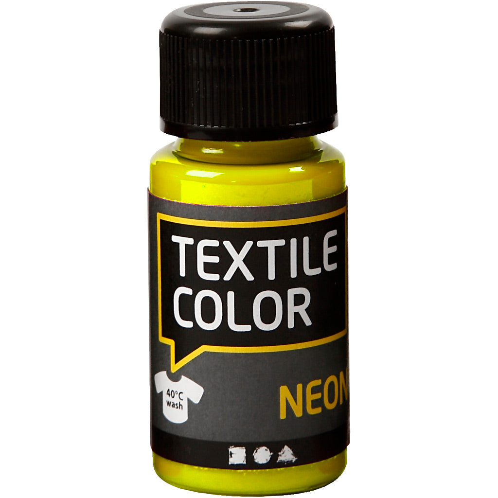 Creativ company textielkleur dekkende textielverf - neon geel, 50ml