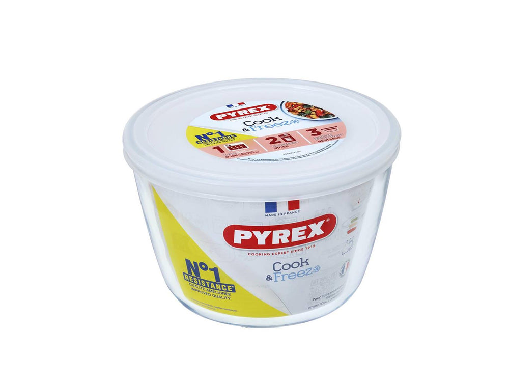 Pyrex kok vriesschaal rond 1,6l 16 cm met vershouddeksel