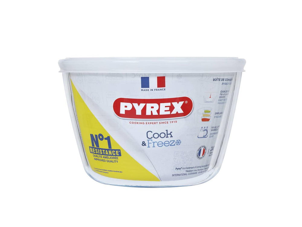 Pyrex kok vriesschaal rond 1,6l 16 cm met vershouddeksel