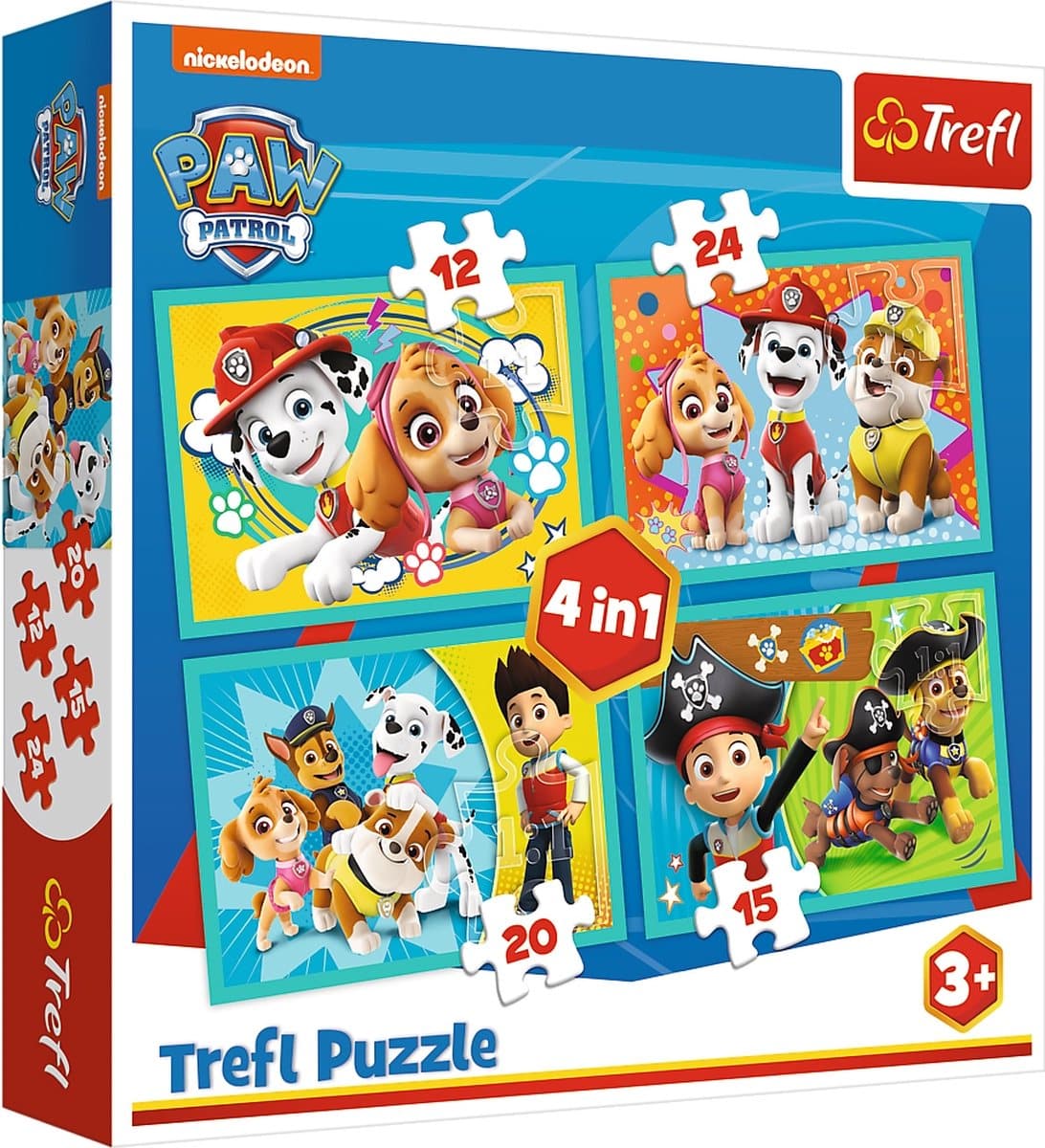 Trefl puzzel - Paw Patrol 4 in 1 puzzel - 12 tot 24 stukjes
