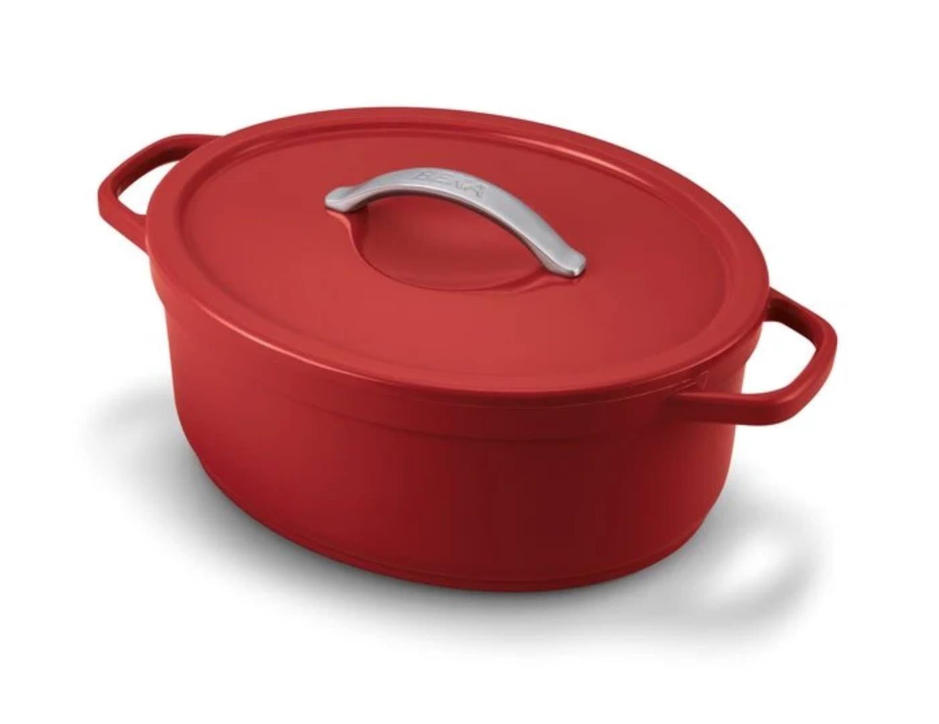 Beka plume ovaal kookpot 31cm rood aluminium met keramische anti-aanbaklaag