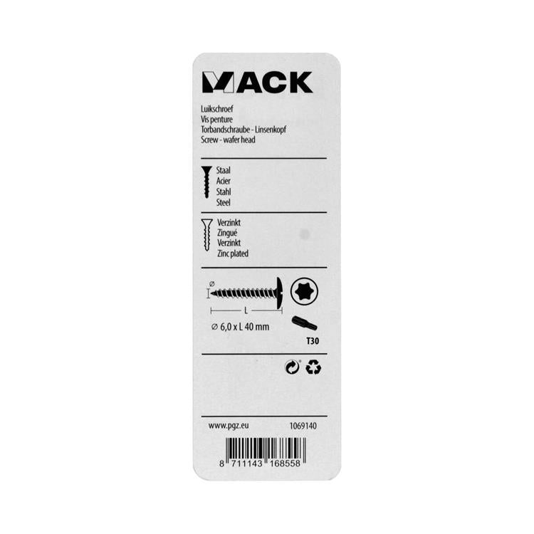 Mack 1069140 - luikschroef blauw verzinkt 6,0 x 40 mm 8st | 5 stuks