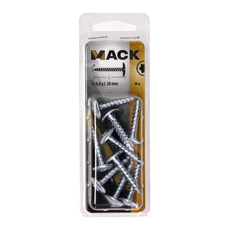 Mack 1069141 - luikschroef blauw verzinkt 6,0 x 30 mm 9st | 5 stuks