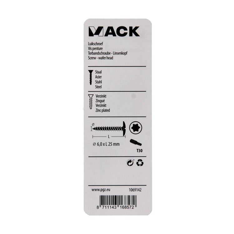 Mack 1069142 - luikschroef blauw verzinkt 6,0 x 25 mm 10st | 5 stuks