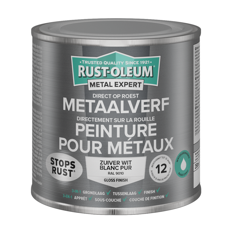 Rust-oleum 1071403 - metaalverf-hg -ral9010 - 250m direct op roest | 1 stuks