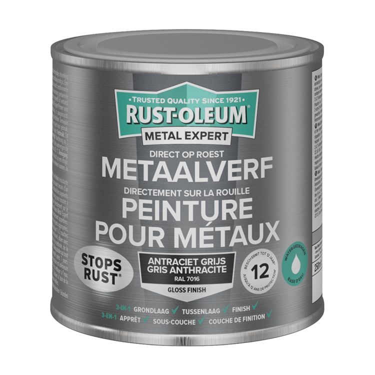 Rust-oleum 1071322 - metaalverf-hg - ral7016 -250mldirect op roest | 1 stuks