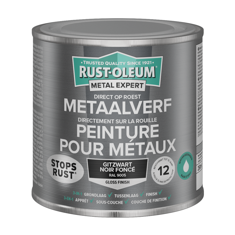 Rust-oleum 1071326 - metaalverf-hg - ral9005 -250mldirect op roest | 1 stuks