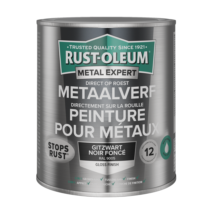 Rust-oleum 1071327 - metaalverf-hg - ral9005 -750ml direct op roest | 1 stuks