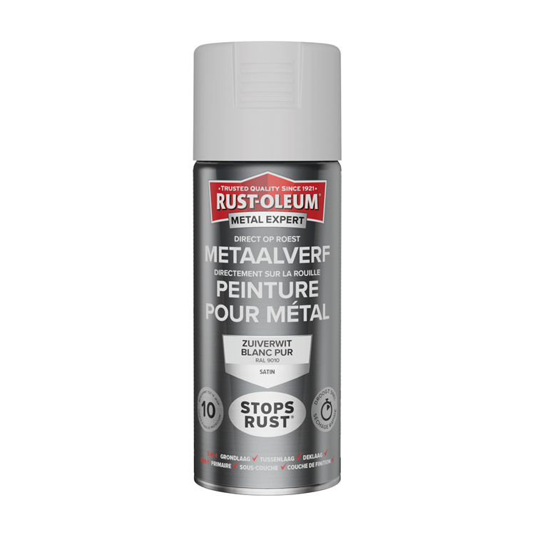 Rust-oleum 1071329 - metaalverf -zg -ral9010 -400mldirect op roest | 1 stuks