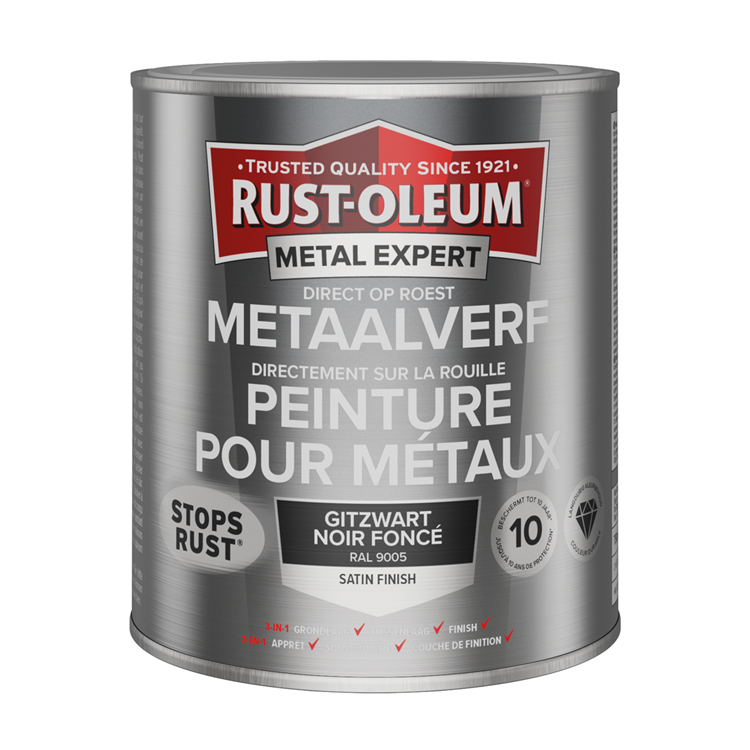 Rust-oleum 1071339 - metaalverf -zg -ral9005 -750mldirect op roest | 1 stuks