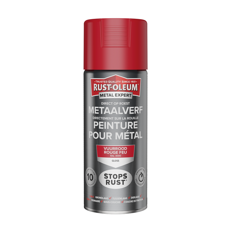 Rust-oleum 1071344 - metaalverf -hg -ral3000 -400mldirect op roest | 1 stuks
