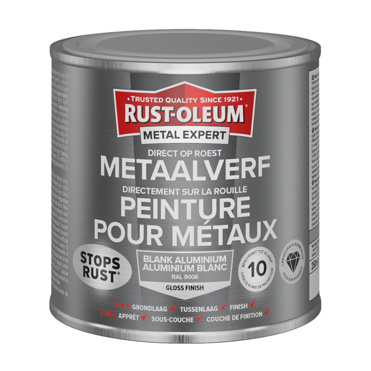Rust-oleum 1071352 - metaalverf -hg -ral9006 -250mldirect op roest | 1 stuks