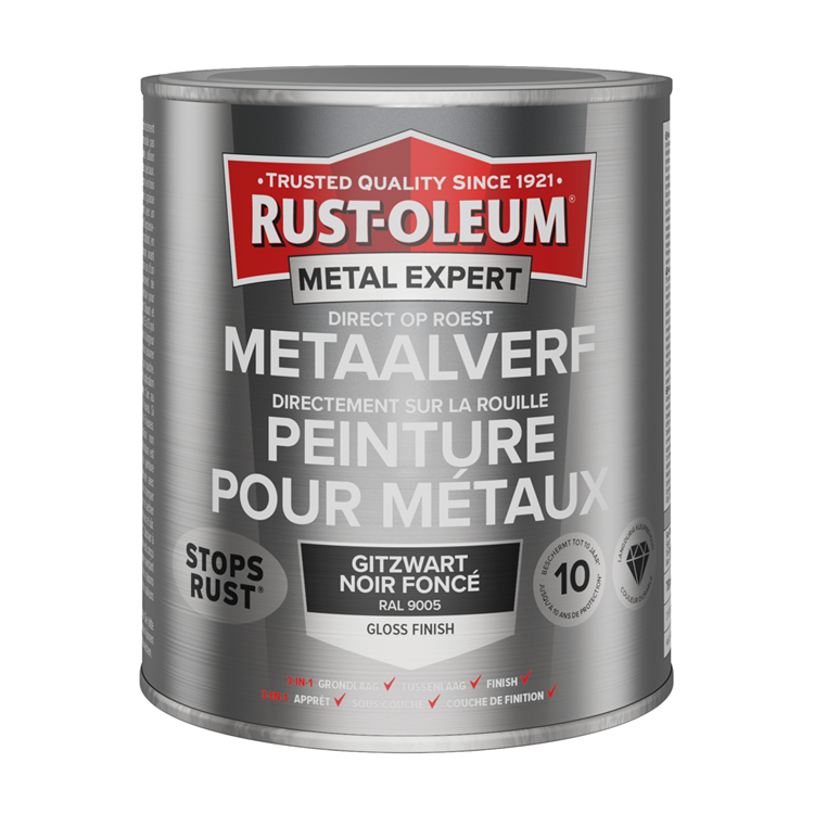 Rust-oleum 1071350 - metaalverf -hg -ral9005 -750ml direct op roest | 1 stuks