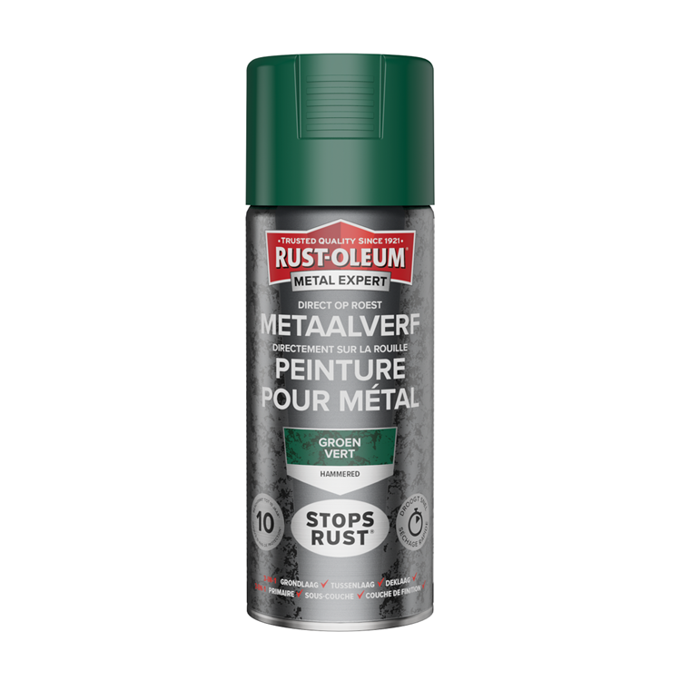 Rust-oleum 1071363 - hamerslag - groen - 400ml direct op roest - metaalverf | 1 stuks