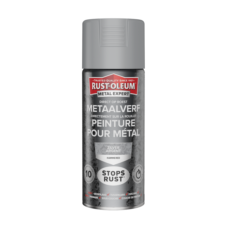 Rust-oleum 1071372 - hamerslag - zilver - 400ml direct op roest - metaalverf | 1 stuks