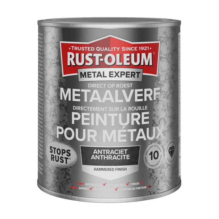Rust-oleum 1071367 - hamerslag - antraciet - 750ml direct op roest - metaalverf | 1 stuks