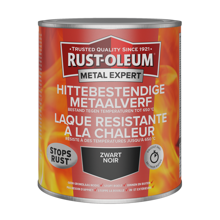 Rust-oleum 1071384 - hittebest. metaalverf 750ml zw | 1 stuks
