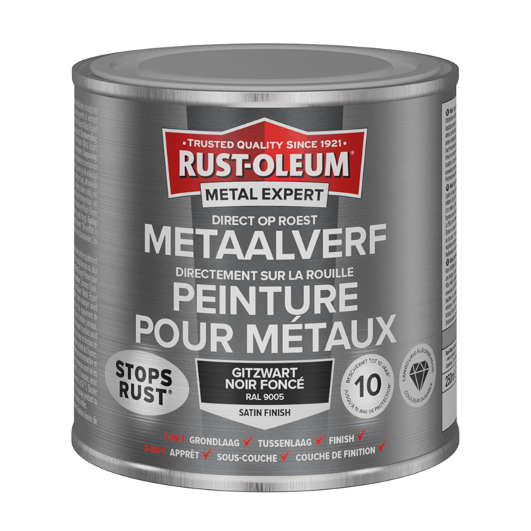 Rust-oleum 1071404 - metaalverf-zg -ral9005 -2500m direct op roest | 1 stuks