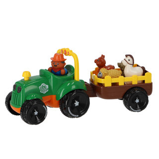Otto simon tractor met dieren op aanhanger met licht en geluid | 2 stuks