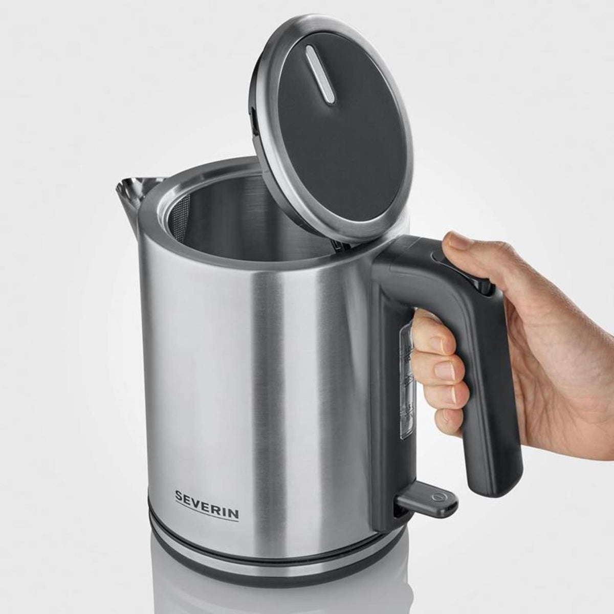 Severin waterkoker met waterniveau-indicator, draadloos 1 liter 2400wat rvs
