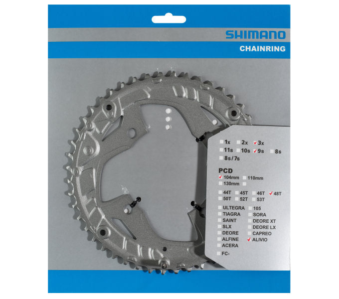 Kettingblad 48 tands Shimano Alivio FC-T4060 9 speed - zilver
