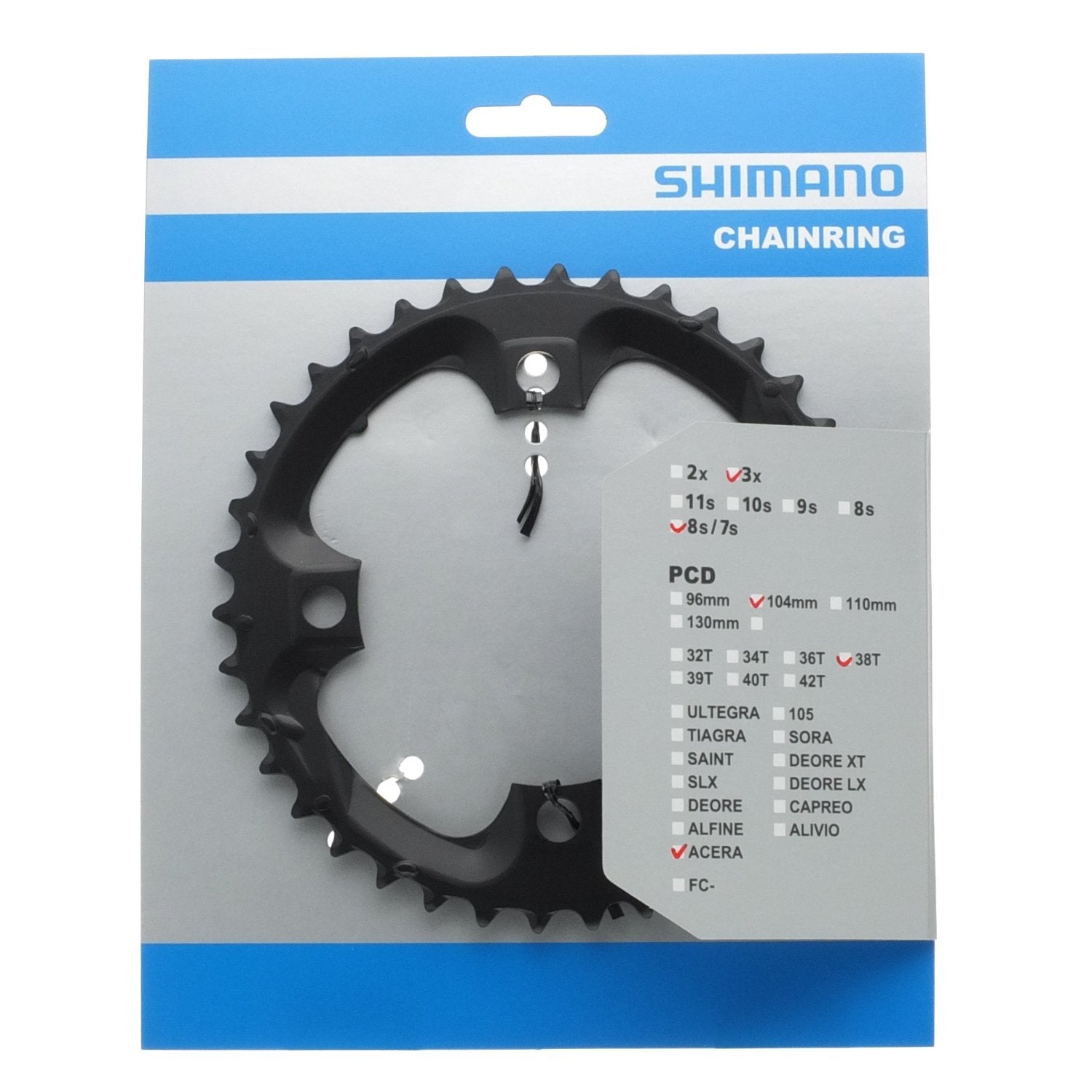 Shimano fc-m361 plateau 38t 104mm 7-8 vitesses noir