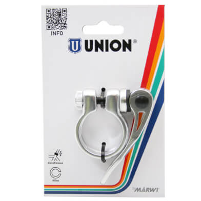 Union zadelpenklem met snelspanner 31,8 zilver
