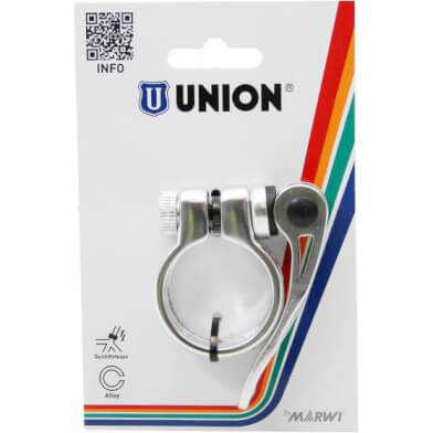 Union zadelpenklem met snelspanner 34,9 zilver