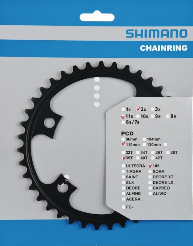 Plateau 39T Shimano 105 FC-5800 MD - Noir (pour 53-39T)