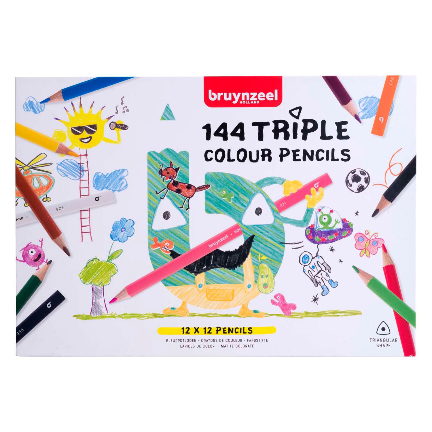 Bruynzeel triple kleurpotlodenset, 12x12 kleuren