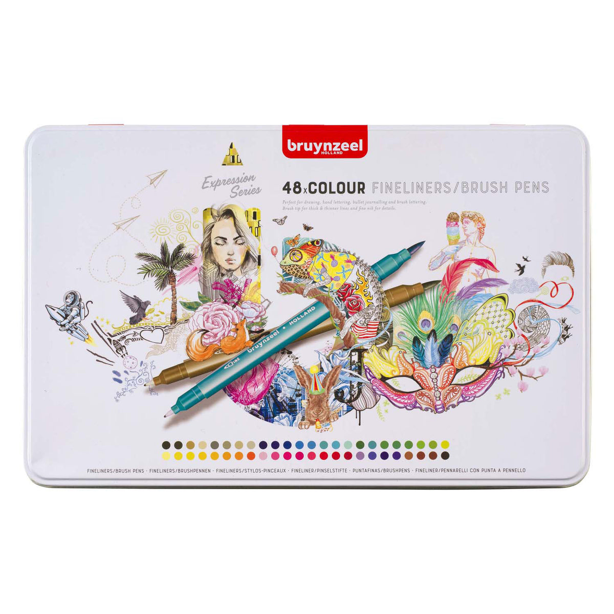 Bruynzeel creatives fineliner brushpen set 48 kleuren