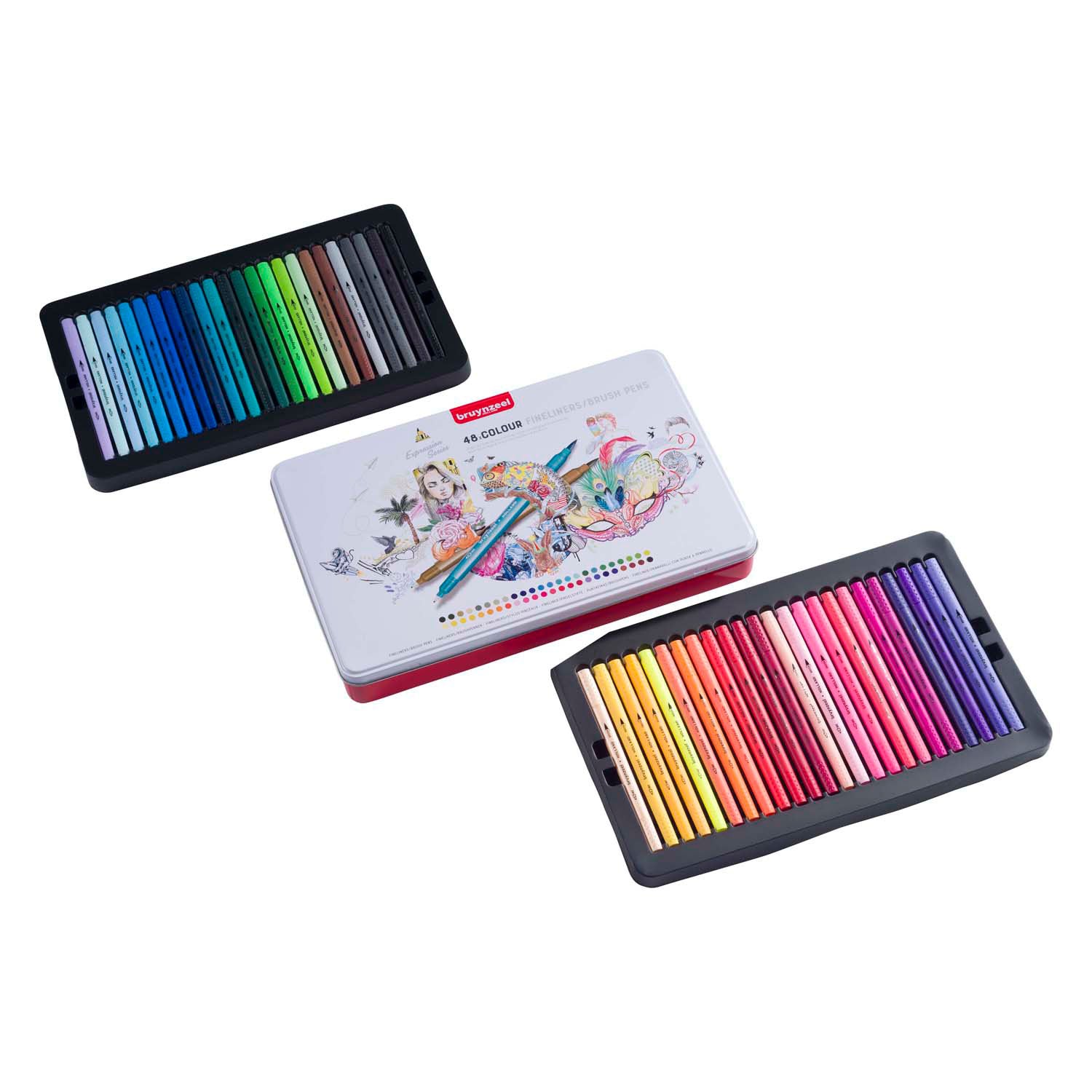 Bruynzeel creatives fineliner penseelpenset 48 kleuren