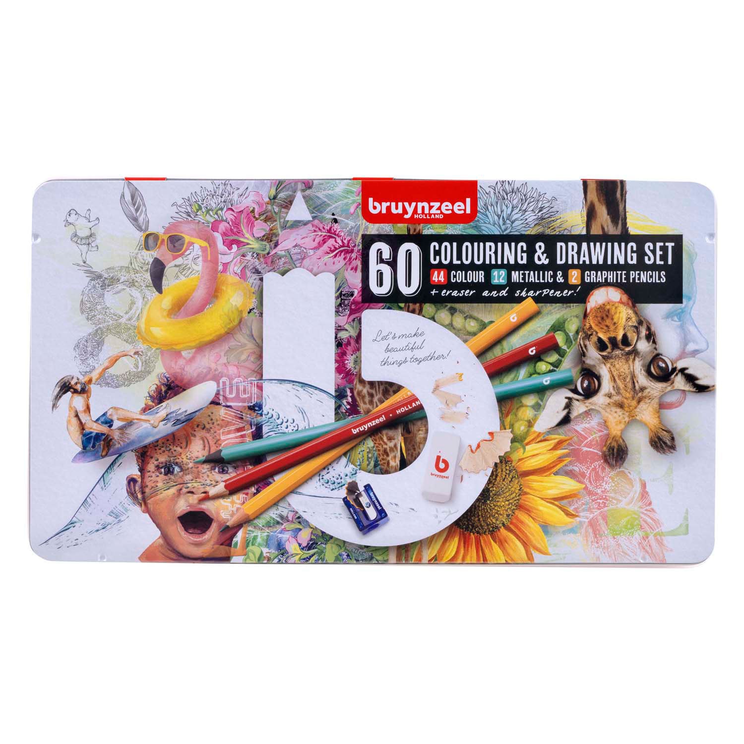 Bruynzeel teken- en kleurset creatieve kunstenaars blik 60st
