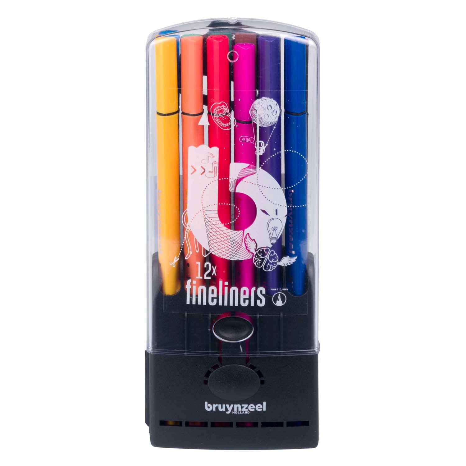 Bruynzeel teens 12 fineliners met driekantige grip
