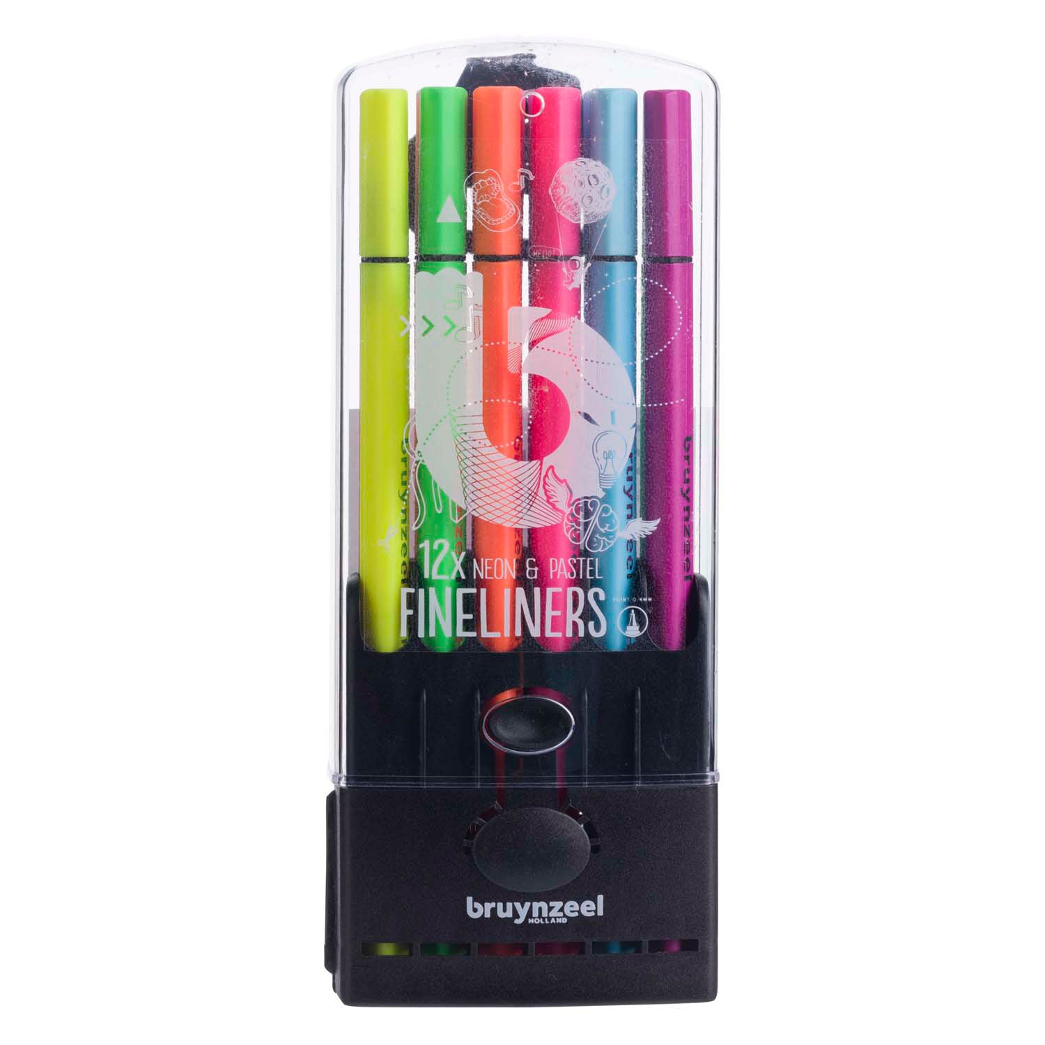 Bruynzeel finelinerset neon pastel, 12 kleuren