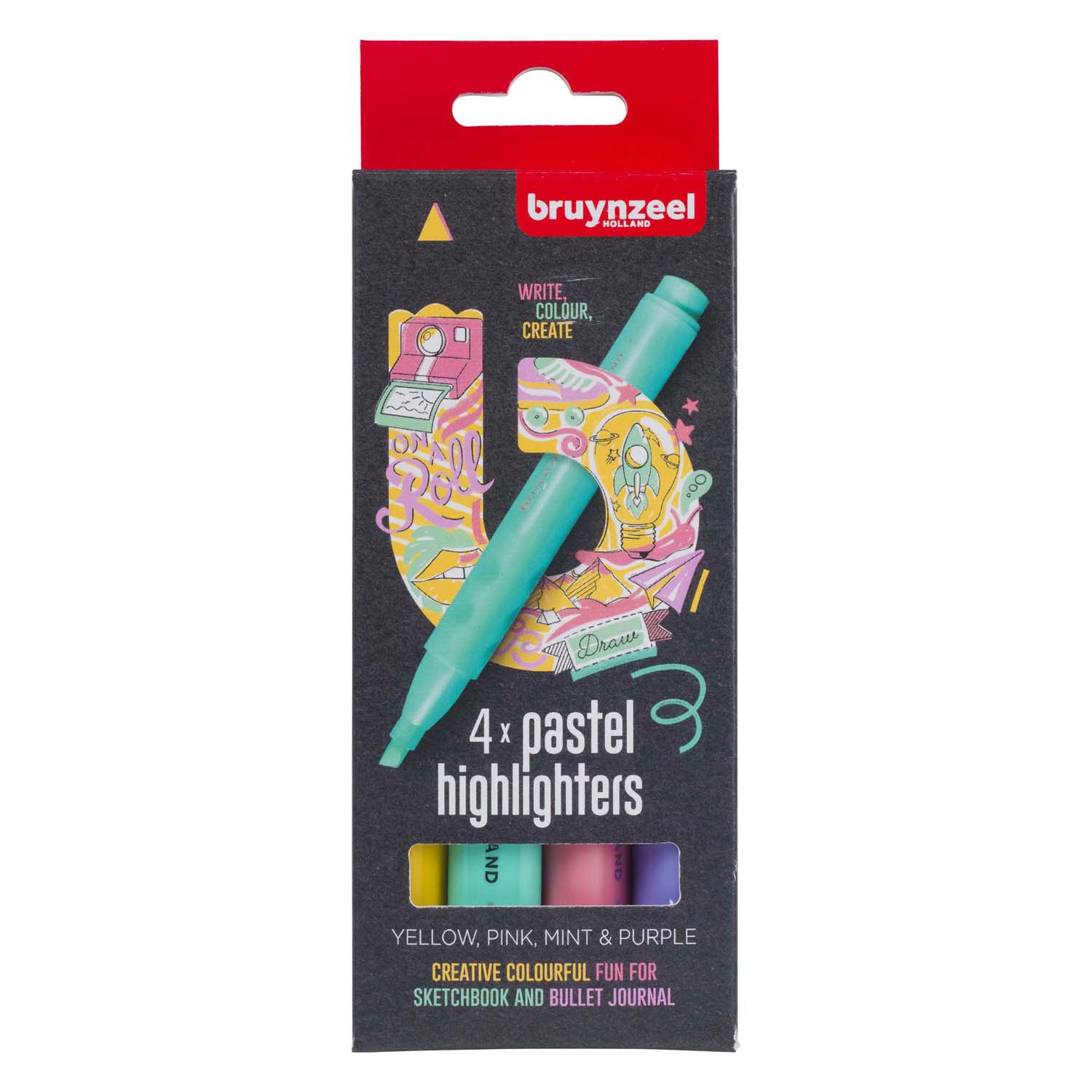 Bruynzeel markeerstiften pastelkleuren 4 stuks