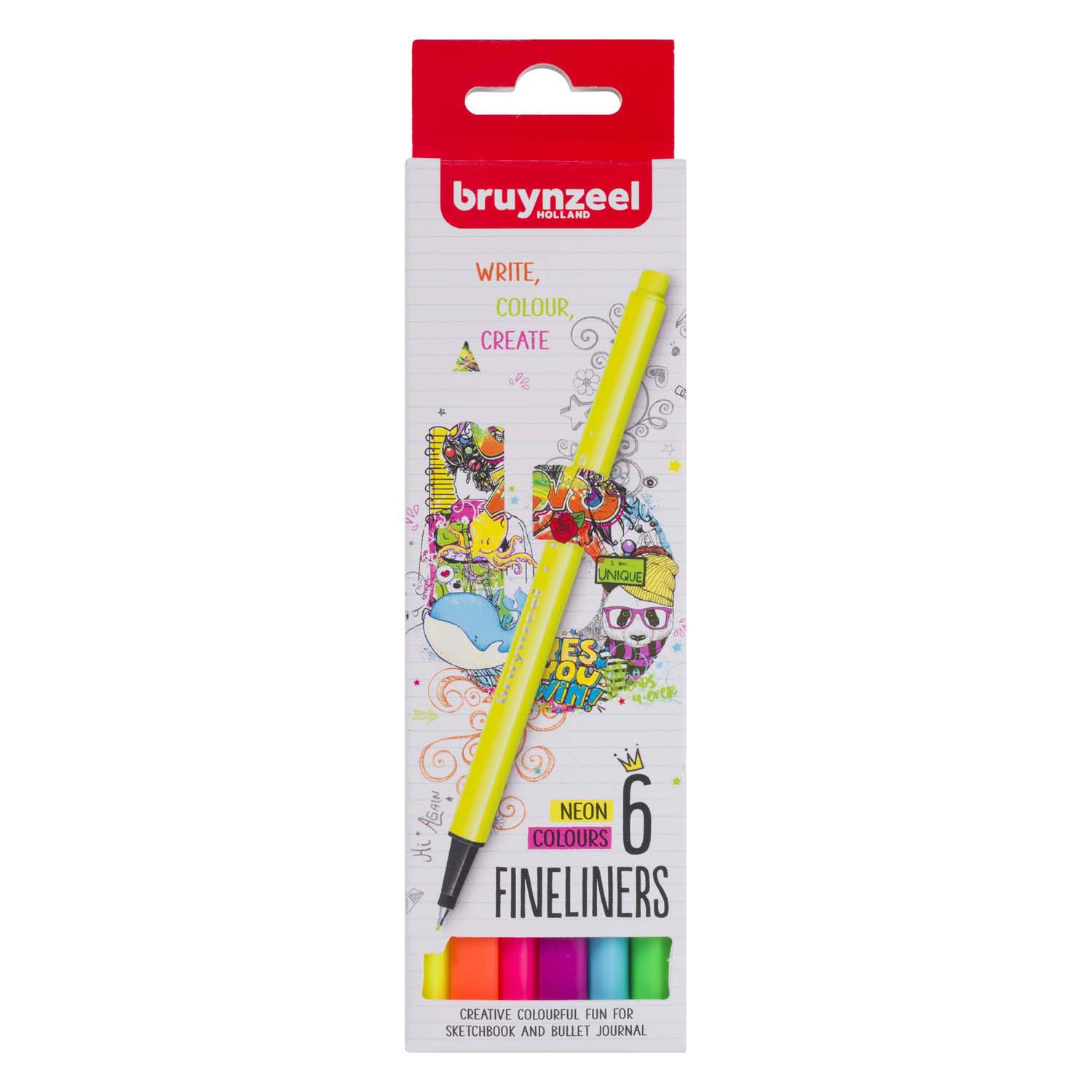 Bruynzeel finelinerset neon 6 kleuren