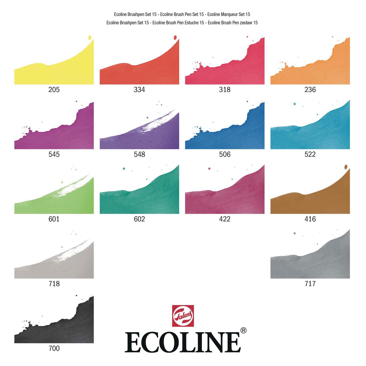 Bruynzeel ecoline penseelpenset, 15 kleuren