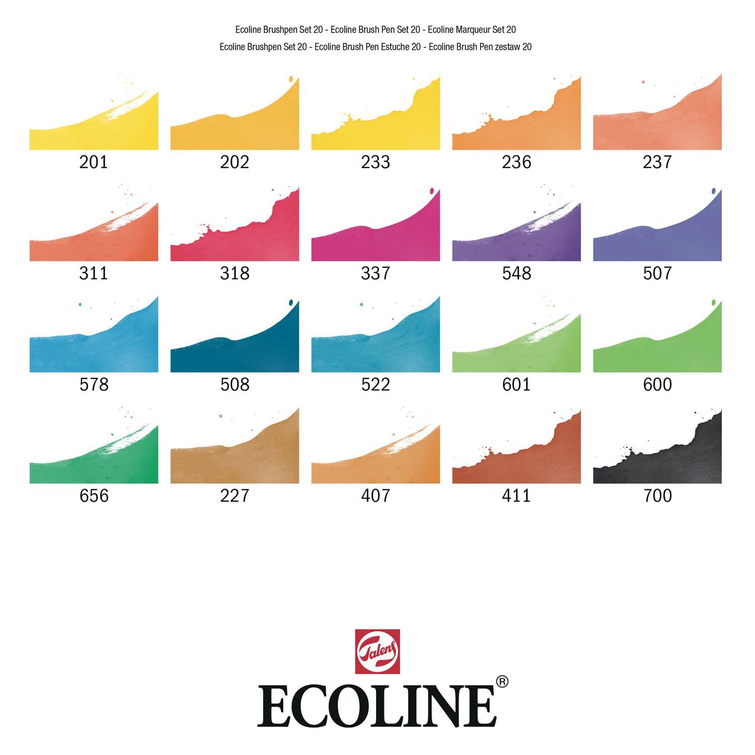 Bruynzeel ecoline penseelpenset landschappen, 20 kleuren