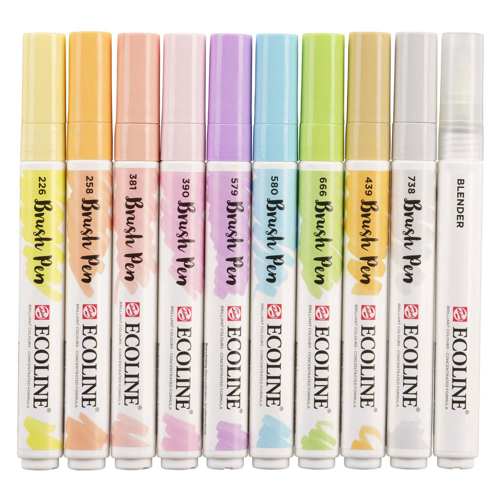 Bruynzeel ecoline penseelpenset pastel, 10 kleuren