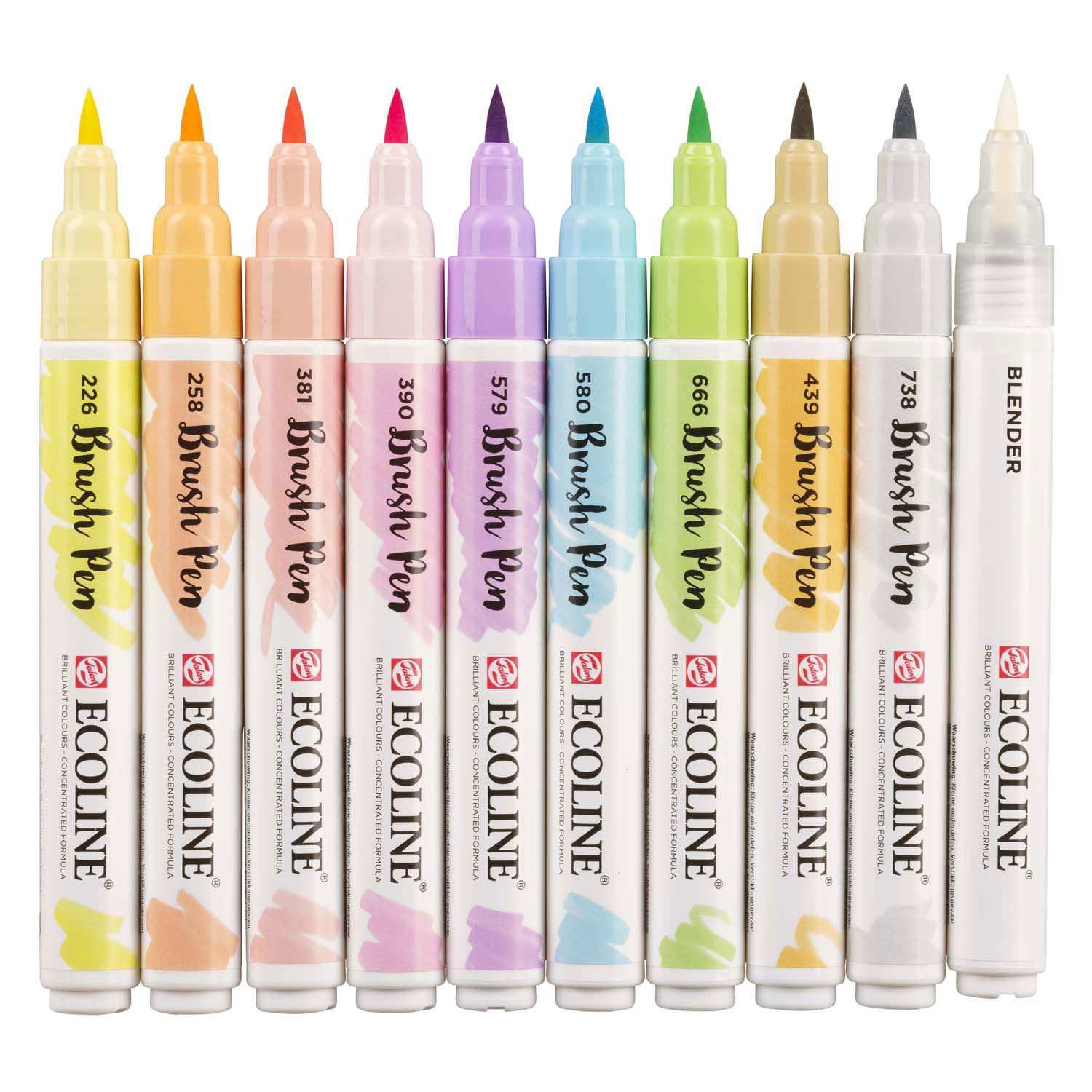 Bruynzeel ecoline penseelpenset pastel, 10 kleuren